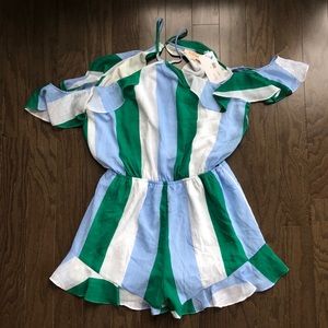 Cold shoulder halter romper